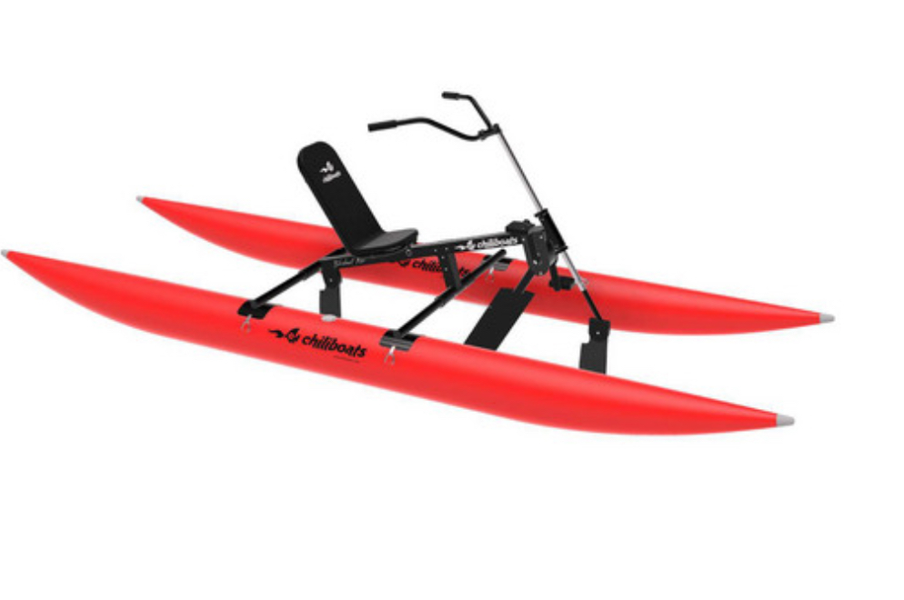 Red ChiliBoats waterbike with a reclining seat
